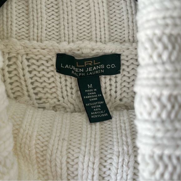Ralph Lauren Jeans Co LRL Cable Knit Cowl Neck Chunky Fisherman Sweater, Sz M - Picture 2 of 4